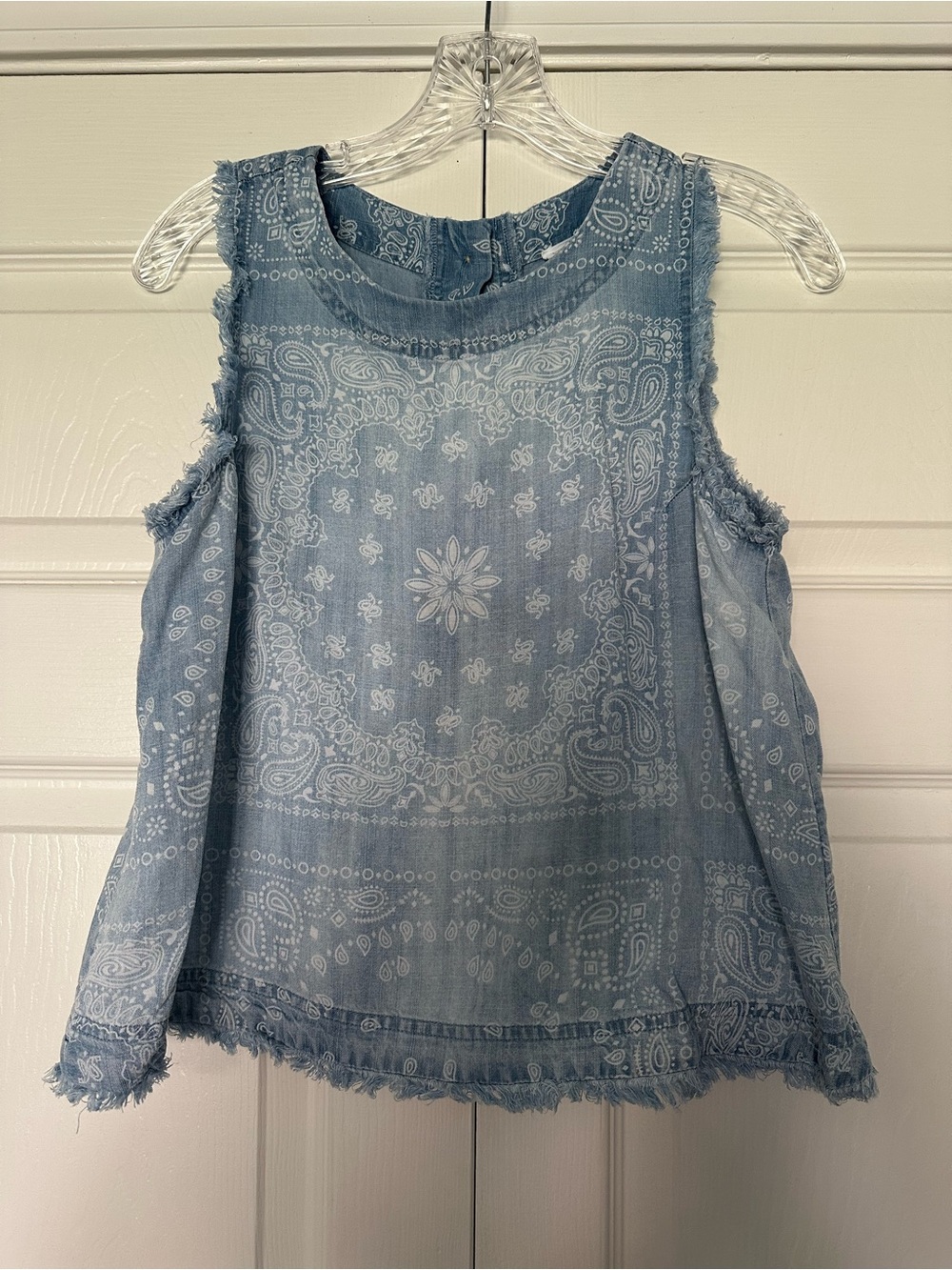 For The Republic Light Blue Bandana Print Chambray Tank S